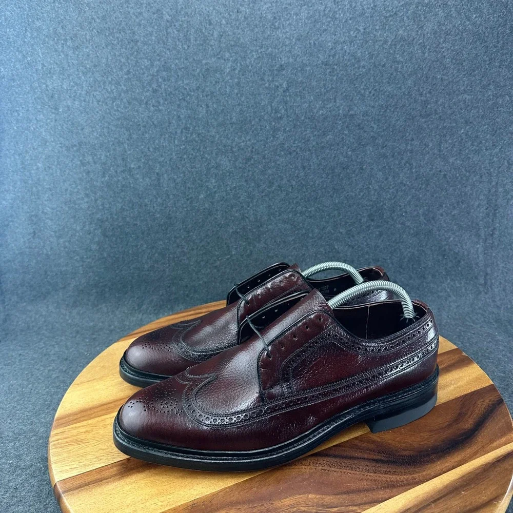 Sears Vtg NOS Easy Flex Mens Brogue Wingtip Shoes Burgundy Made In USA Sz 11D
